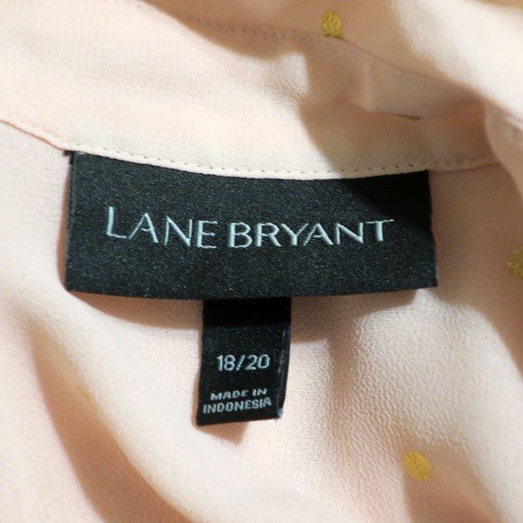 Lane Bryant Sheer Pink Gold Metallic Polka Dot Long Sleeve Top Women's 18/20 - Picture 5 of 5